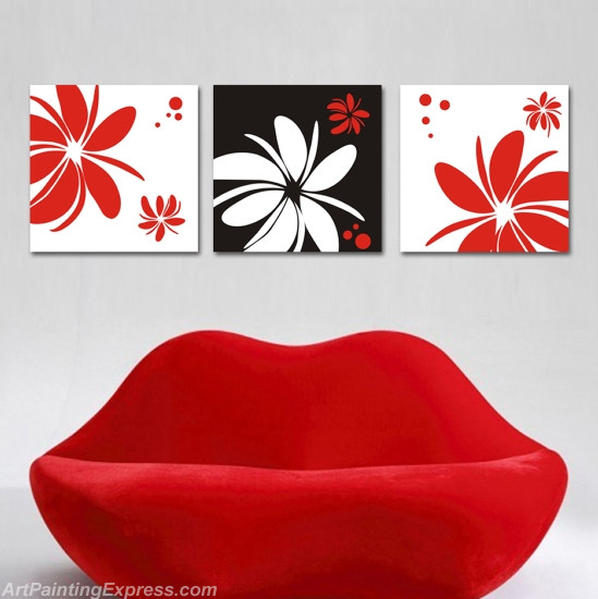 Flower Canvas Prints Set of 3 Modern Wall Art Paintings FCP069