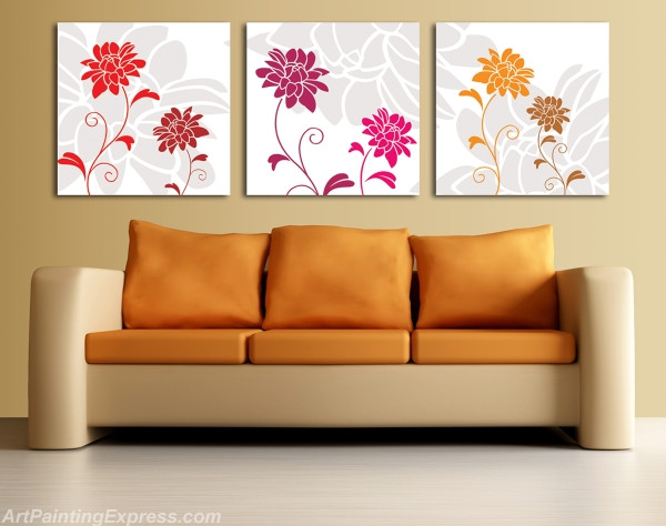 Flower Canvas Prints Set of 3 Modern Wall Art Paintings FCP071