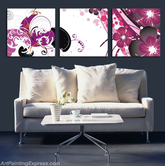 Flower Canvas Prints Set of 3 Modern Wall Art Paintings FCP078