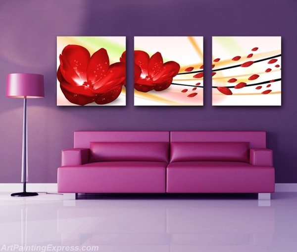 Flower Canvas Prints Set of 3 Modern Wall Art Paintings FCP085