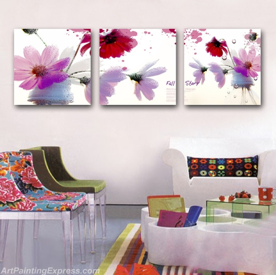 Flower Canvas Prints Set of 3 Modern Wall Art Paintings FCP086