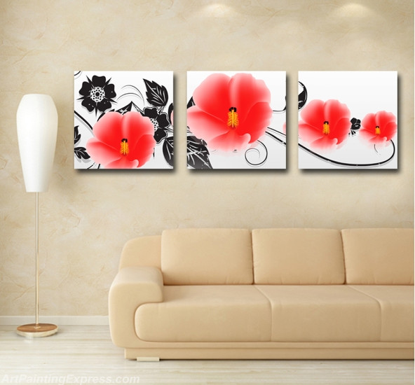 Flower Canvas Prints Set of 3 Modern Wall Art Paintings FCP087