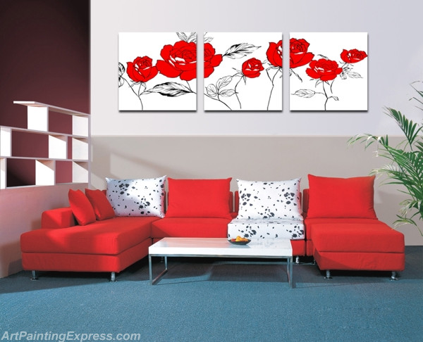 Flower Canvas Prints Set of 3 Modern Wall Art Paintings FCP091