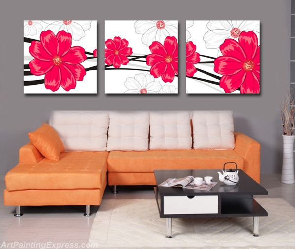 Flower Canvas Prints Set of 3 Modern Wall Art Paintings FCP092