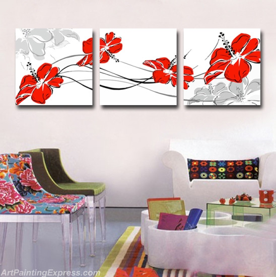 Flower Canvas Prints Set of 3 Modern Wall Art Paintings FCP093