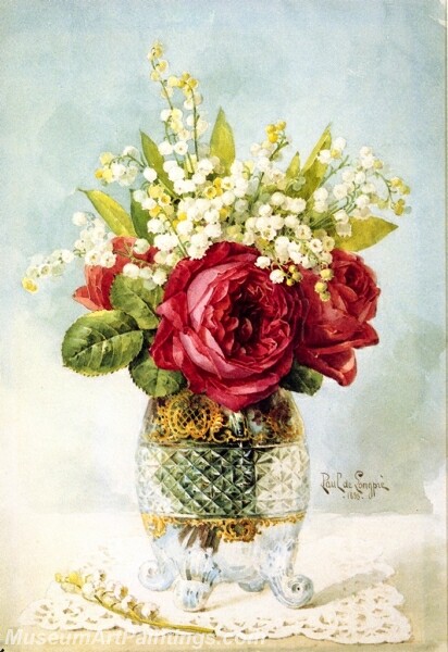 Flower Painting Red Roses in a Vase