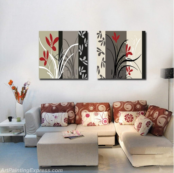 Flower Paintings Modern Wall Art Canvas Prints Set Of 2 FPM010