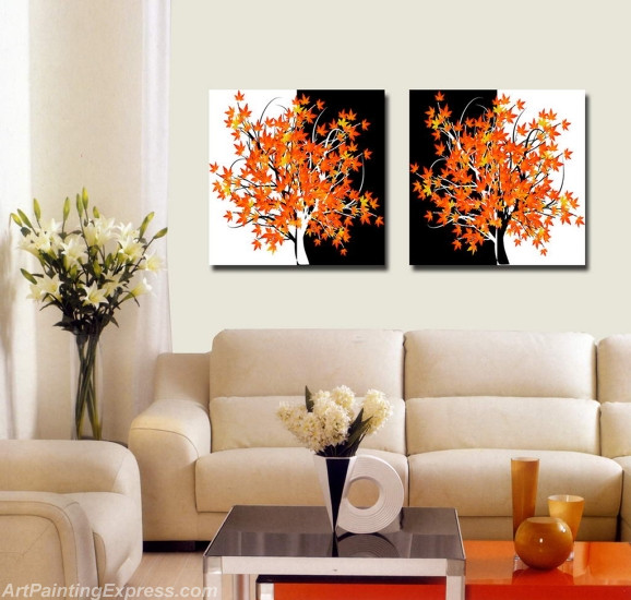 Flower Paintings Modern Wall Art Canvas Prints Set Of 2 FPM012