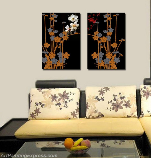 Flower Paintings Modern Wall Art Canvas Prints Set Of 2 FPM015