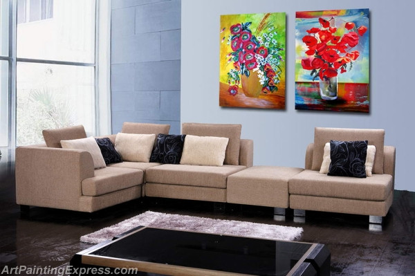 Flower Paintings Modern Wall Art Canvas Prints Set Of 2 FPM0179