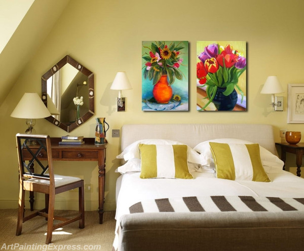 Flower Paintings Modern Wall Art Canvas Prints Set Of 2 FPM0182