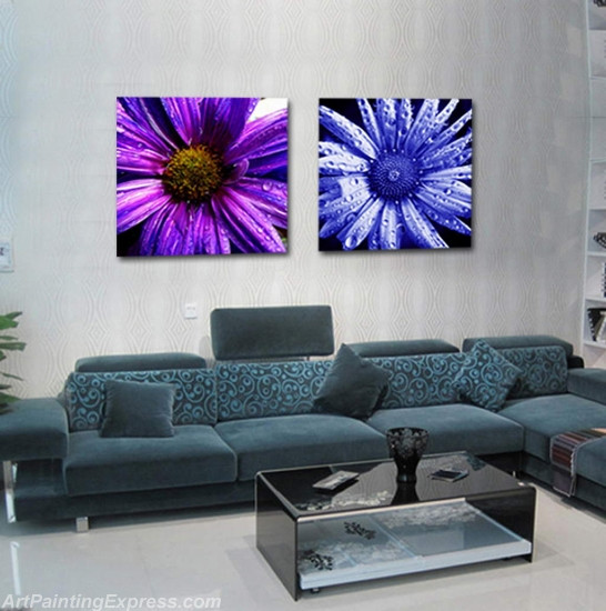 Flower Paintings Modern Wall Art Canvas Prints Set Of 2 FPM019