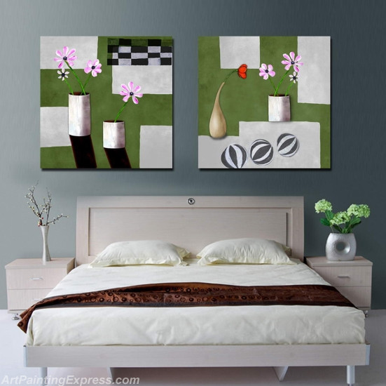 Flower Paintings Modern Wall Art Canvas Prints Set Of 2 FPM0197