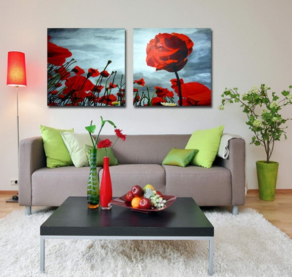 Flower Paintings Modern Wall Art Canvas Prints Set Of 2 FPM0199