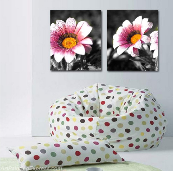 Flower Paintings Modern Wall Art Canvas Prints Set Of 2 FPM020