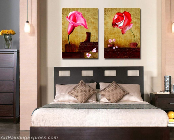 Flower Paintings Modern Wall Art Canvas Prints Set Of 2 FPM0200