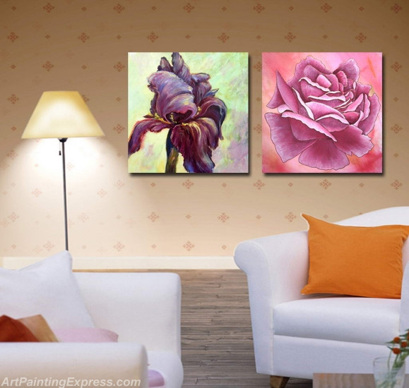 Flower Paintings Modern Wall Art Canvas Prints Set Of 2 FPM0201