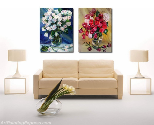 Flower Paintings Modern Wall Art Canvas Prints Set Of 2 FPM0202