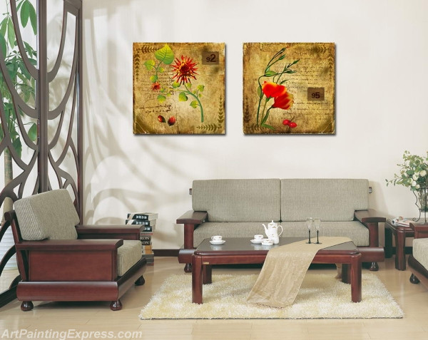 Flower Paintings Modern Wall Art Canvas Prints Set Of 2 FPM0202