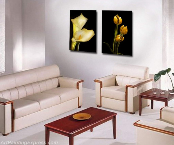 Flower Paintings Modern Wall Art Canvas Prints Set Of 2 FPM0208