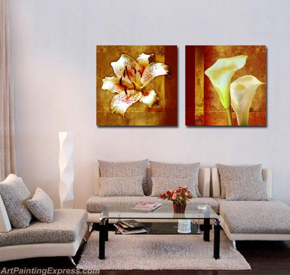 Flower Paintings Modern Wall Art Canvas Prints Set Of 2 FPM0211