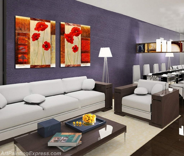 Flower Paintings Modern Wall Art Canvas Prints Set Of 2 FPM0218