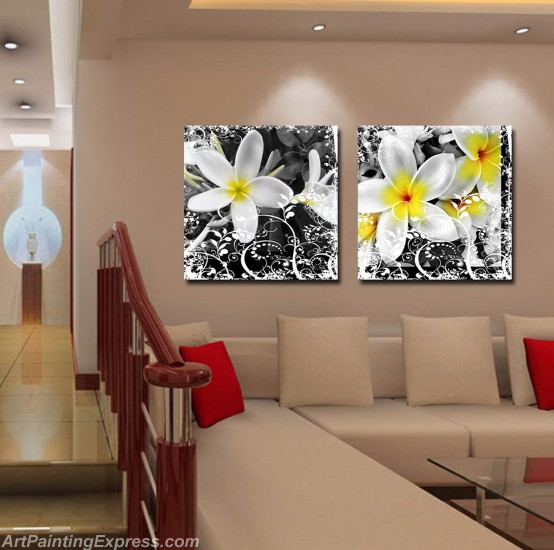 Flower Paintings Modern Wall Art Canvas Prints Set Of 2 FPM023