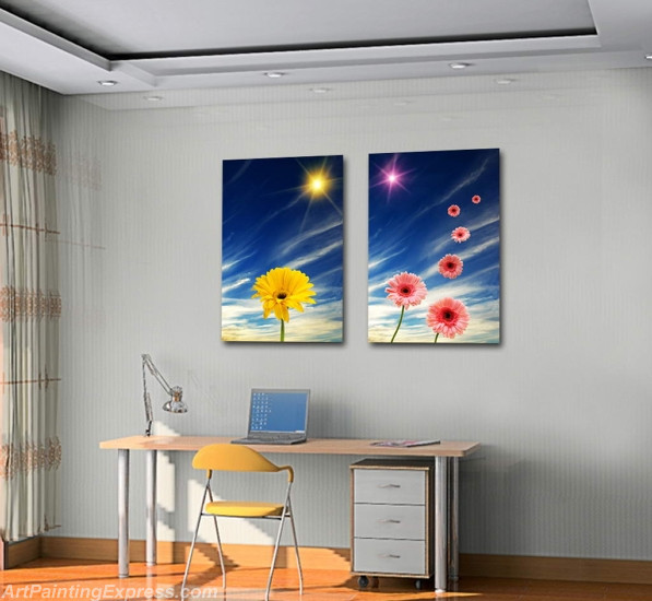 Flower Paintings Modern Wall Art Canvas Prints Set Of 2 FPM024