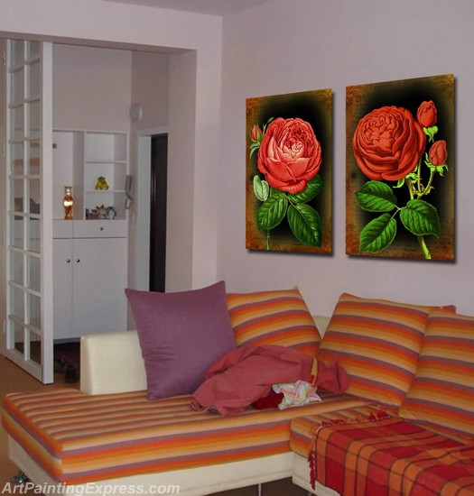 Flower Paintings Modern Wall Art Canvas Prints Set Of 2 FPM025