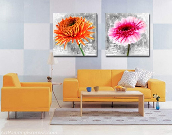 Flower Paintings Modern Wall Art Canvas Prints Set Of 2 FPM027