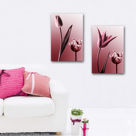 Flower Paintings Modern Wall Art Canvas Prints Set Of 2 FPM027