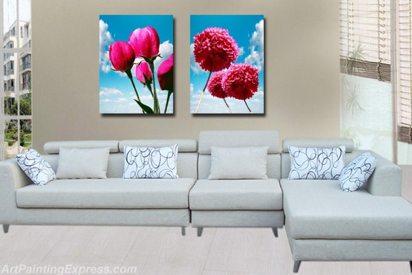 Flower Paintings Modern Wall Art Canvas Prints Set Of 2 FPM028