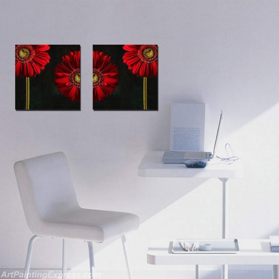 Flower Paintings Modern Wall Art Canvas Prints Set Of 2 FPM032