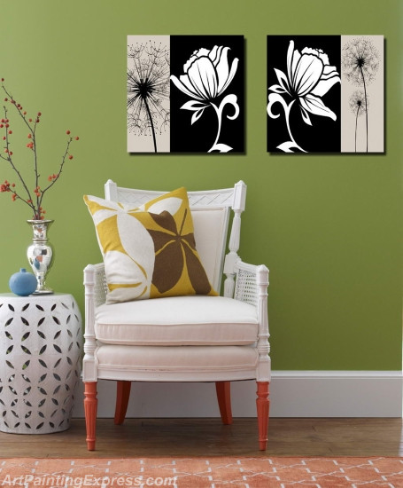 Flower Paintings Modern Wall Art Canvas Prints Set Of 2 FPM04