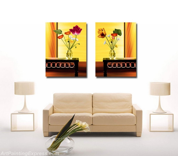 Flower Paintings Modern Wall Art Canvas Prints Set Of 2 FPM044