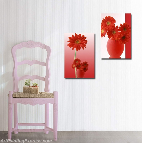 Flower Paintings Modern Wall Art Canvas Prints Set Of 2 FPM046