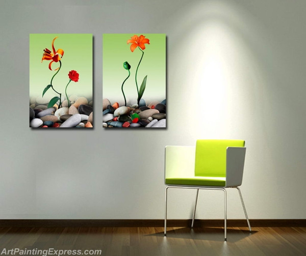 Flower Paintings Modern Wall Art Canvas Prints Set Of 2 FPM047