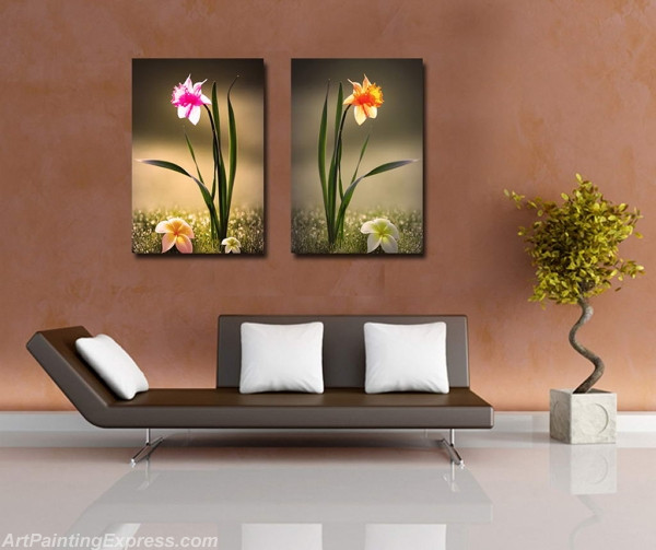 Flower Paintings Modern Wall Art Canvas Prints Set Of 2 FPM048