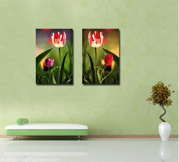 Flower Paintings Modern Wall Art Canvas Prints Set Of 2 FPM049