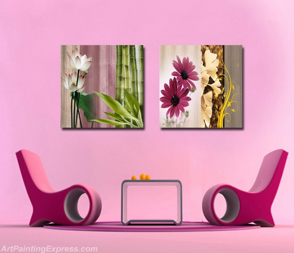 Flower Paintings Modern Wall Art Canvas Prints Set Of 2 FPM055