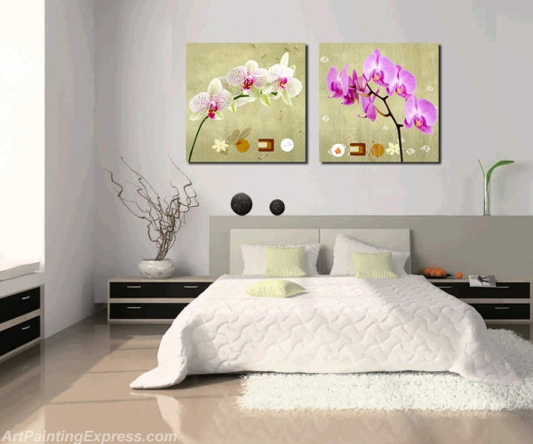 Flower Paintings Modern Wall Art Canvas Prints Set Of 2 FPM067