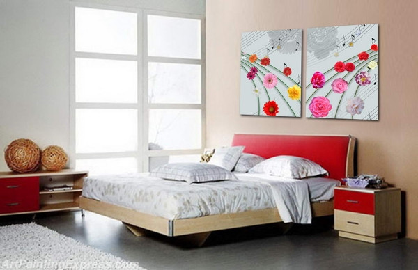 Flower Paintings Modern Wall Art Canvas Prints Set Of 2 FPM075