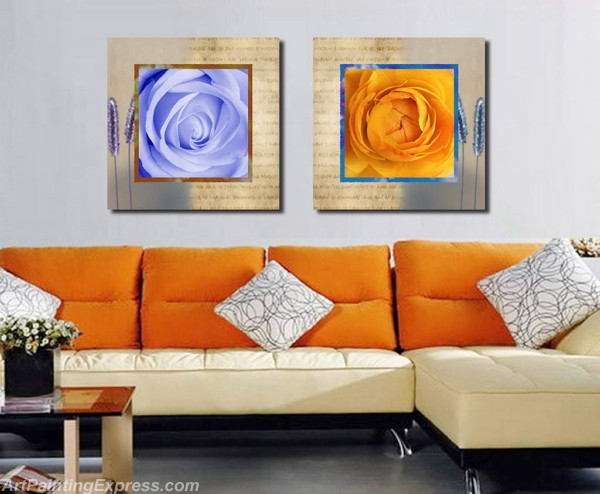 Flower Paintings Modern Wall Art Canvas Prints Set Of 2 FPM076