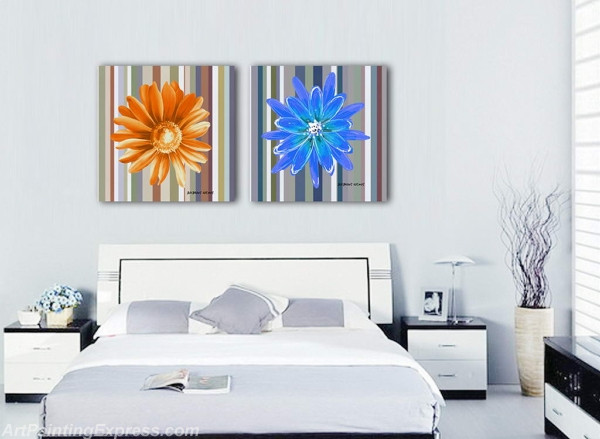 Flower Paintings Modern Wall Art Canvas Prints Set Of 2 FPM077