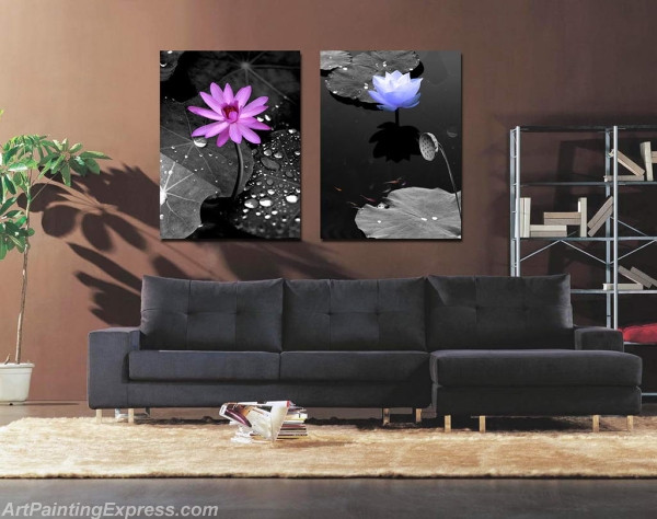 Flower Paintings Modern Wall Art Canvas Prints Set Of 2 FPM078