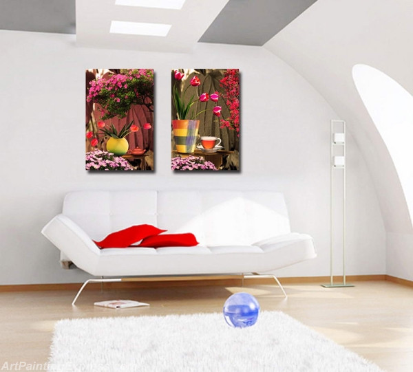 Flower Paintings Modern Wall Art Canvas Prints Set Of 2 FPM09