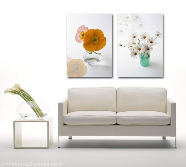 Flower Paintings Modern Wall Art Canvas Prints Set Of 2 FPW030