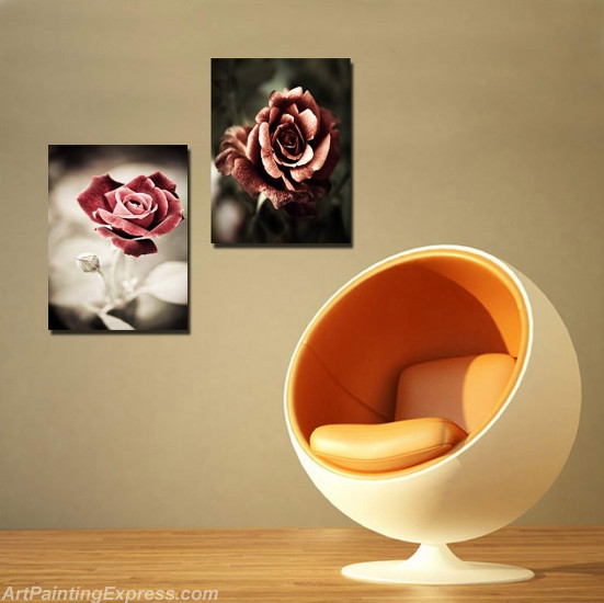 Flower Paintings Modern Wall Art Canvas Prints Set Of 2 FPW038