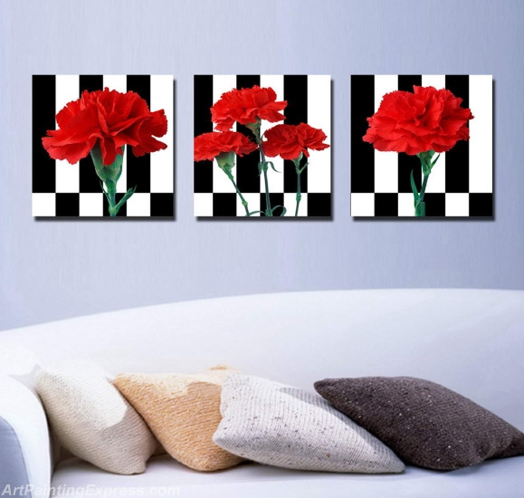 Flower Paintings Modern Wall Art Canvas Prints Set Of 3 FPM0100