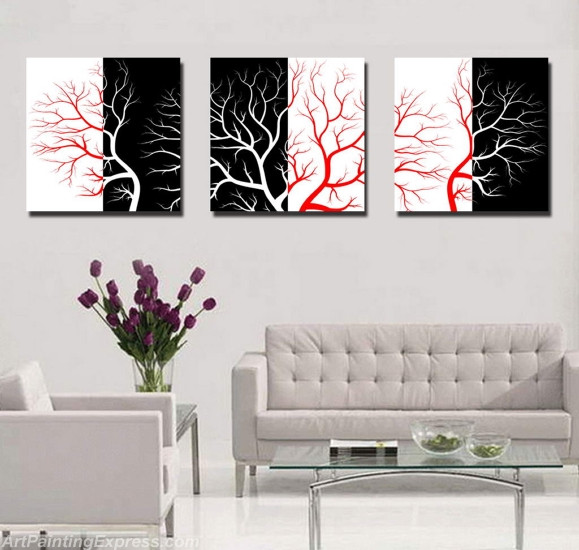 Flower Paintings Modern Wall Art Canvas Prints Set Of 3 FPM0102